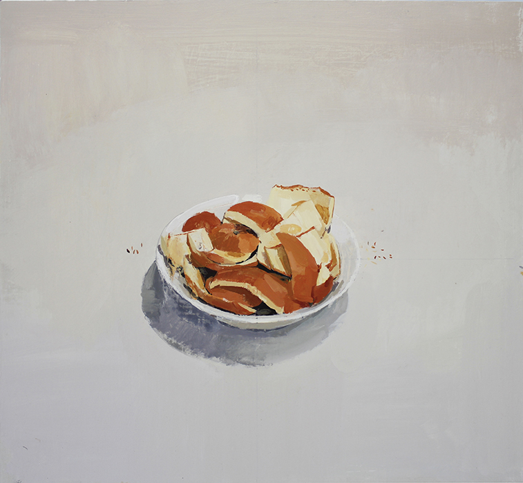 Cuenco con pieles de naranja - 50x53 cm. leo sobre tabla